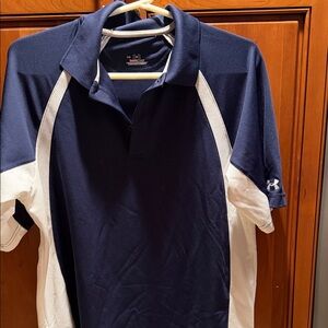 Under Armour Men's Polo in Dark Blue and White heat gear